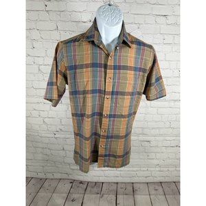 VTG South Channel Multicolored Plaid Relaxed Short Sleeve Button Up Men’s S